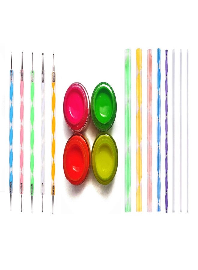 Definite Mandala Art Set (4 Neon Acrylic Colors with 5 Dotting Tools & 8 Mandala Sticks)(Neon Yellow, Neon Orange, Neon Pink, Neon Green) - Image 1